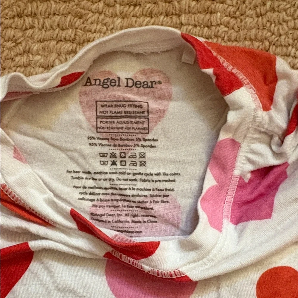 Angel Dear Red and Pink Heart Pajama Set. Valentines Day. - Picture 2 of 5